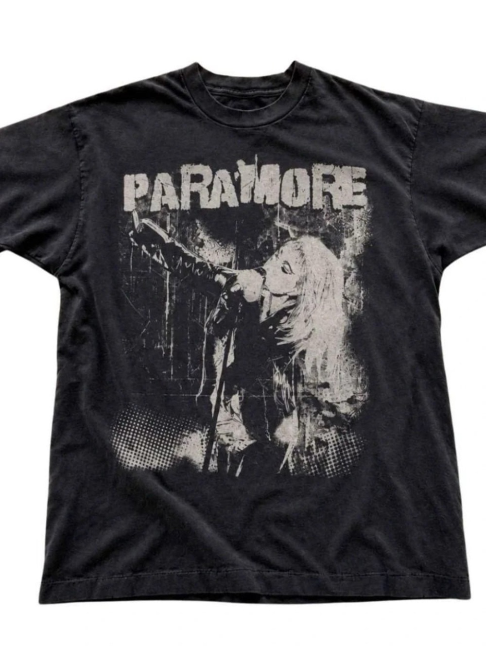 Black Paramore Graphic Tee with White Print